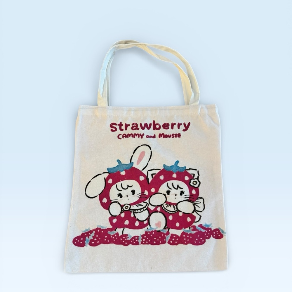 Strawberry Cammy and Mousse Kids Tote Bag - White and Red